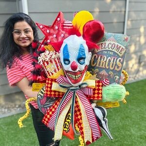 Spooky Circus Clown wreath.
